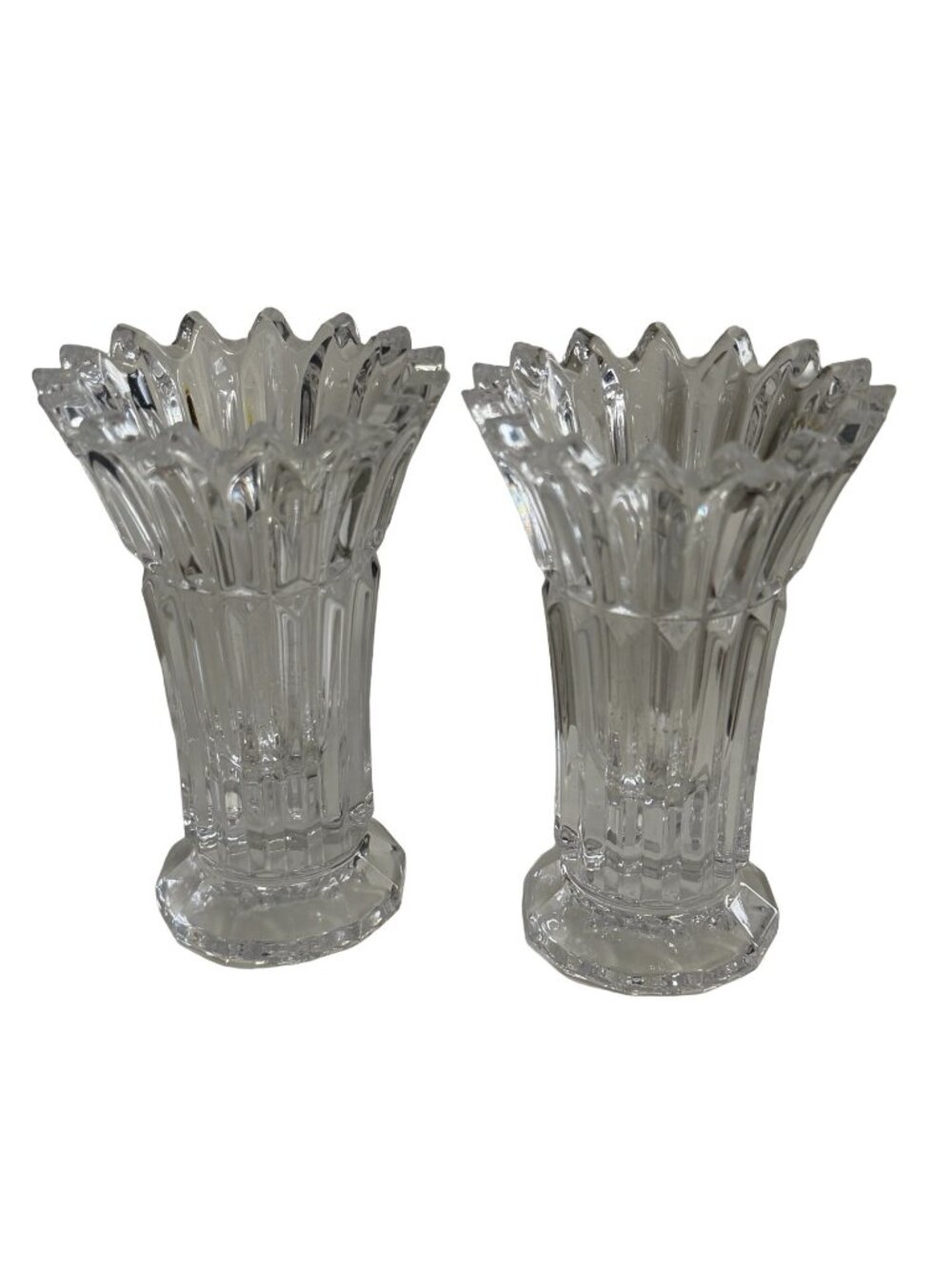 Vintage 24% Lead Crystal Candle Holders Set of 2 Made in Slovenia 4.5" Clear
